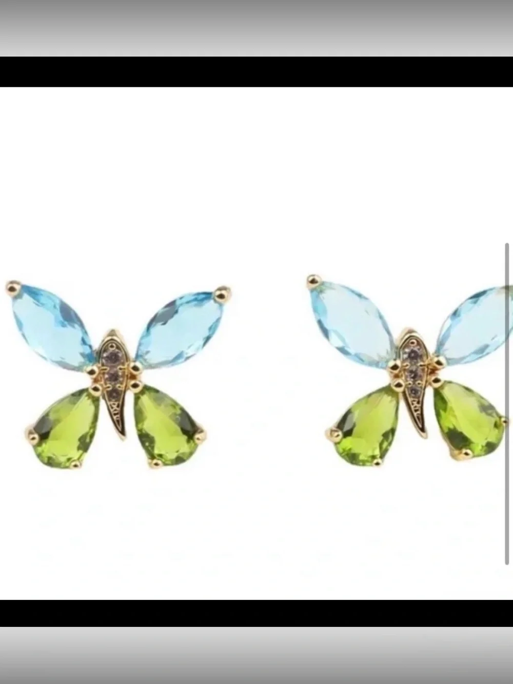 Kate Spade Blue and‎ Green Butterfly Stud Earrings NWT